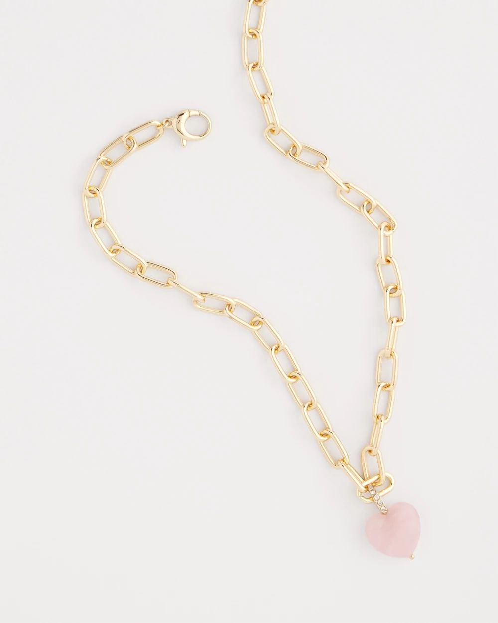 Genuine Quartz Heart Pendant Necklace