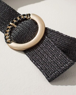 Black Stretch Raffia Belt