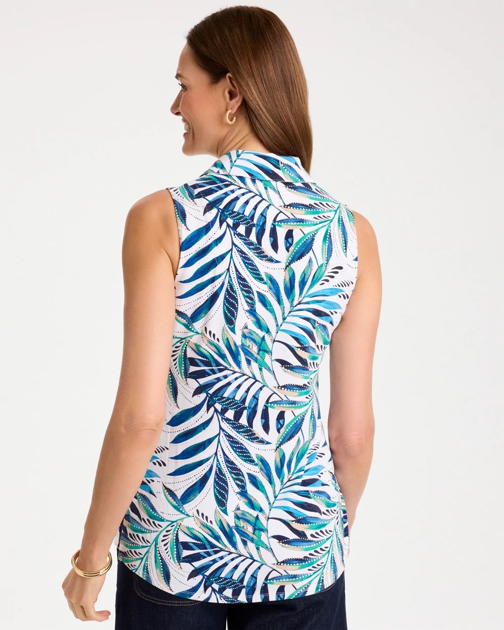 Palm Collared Tunic Tank click to view larger image.