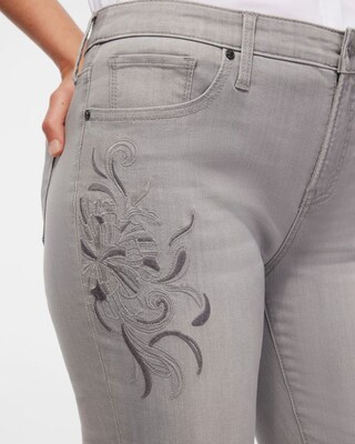Girlfriend Tonal Embroidery Ankle Jeans