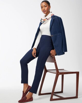 Bi-Stretch Front Seam Slit Ankle Pants click to view larger image.