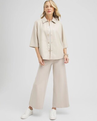 Petite Juliet Ponte Wide Leg Cropped Pants