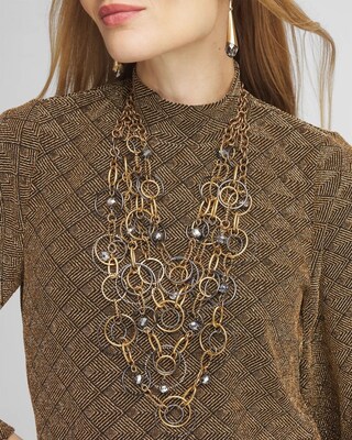Mixed Metal Links Bib Necklace