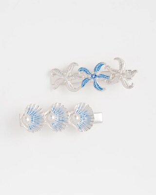 Silvertone Ocean Motif Hair Pins
