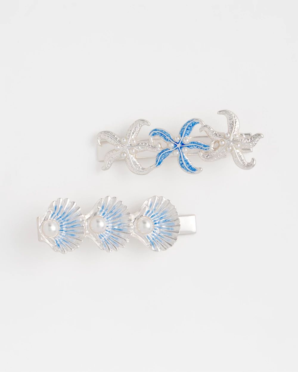 Silvertone Ocean Motif Hair Pins