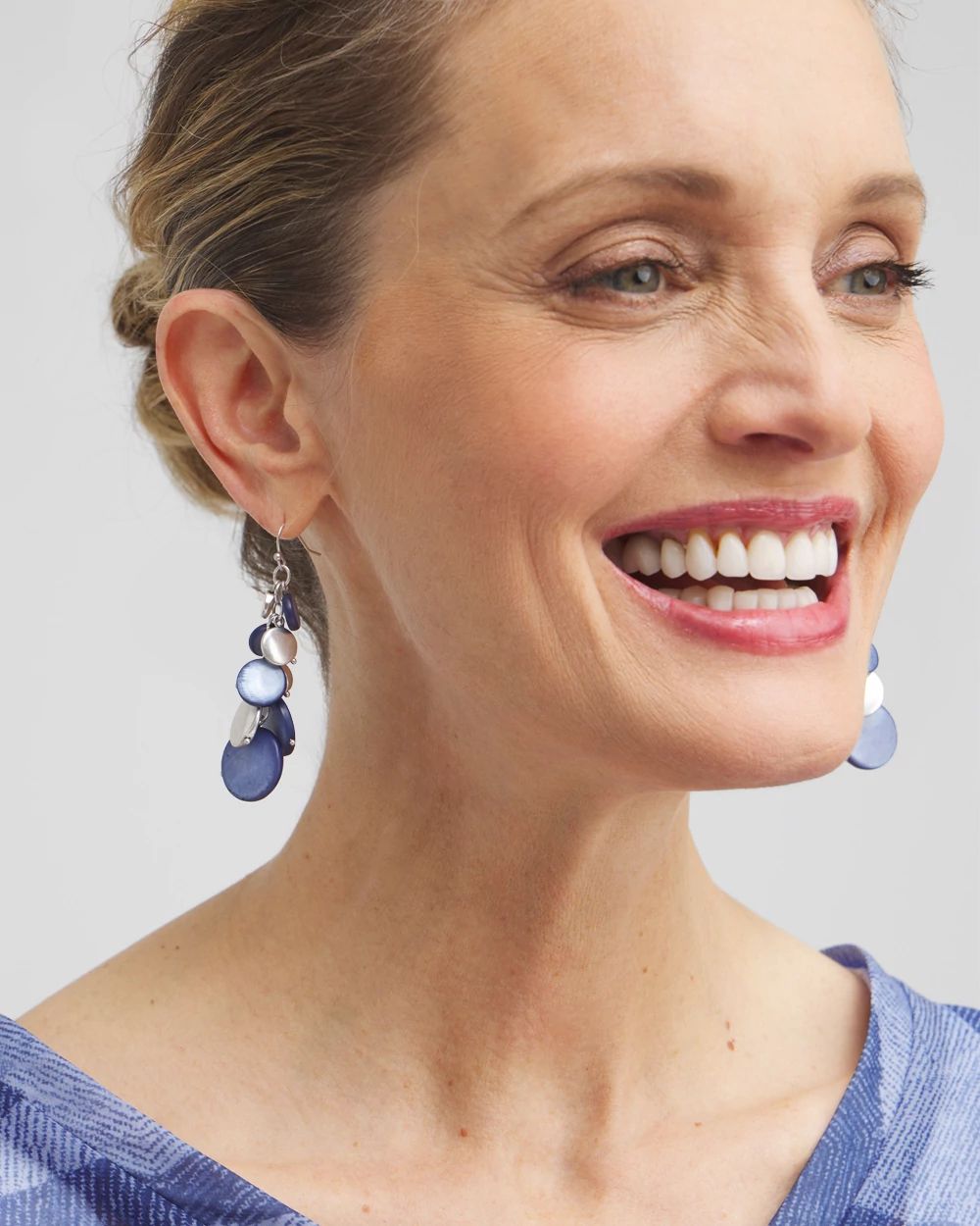 Blue Shell Cluster Earrings
