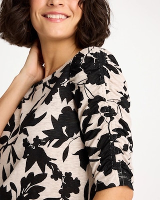 Flora Linen Ruched Sleeve Tee click to view larger image.