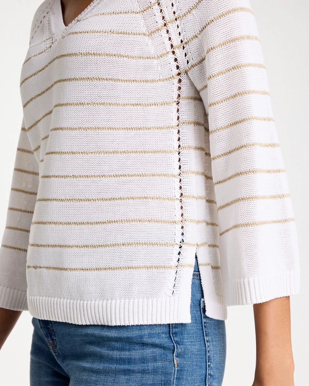 Metallic Striped Pullover Sweater