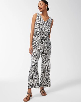 Travelers Pebble Print Tie Waist Jumpsuit