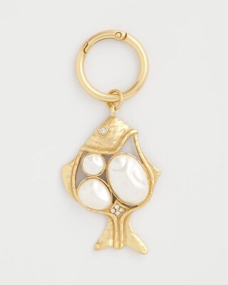 Fish Pearl-Effect Bag Charm Key Chain click to view larger image.
