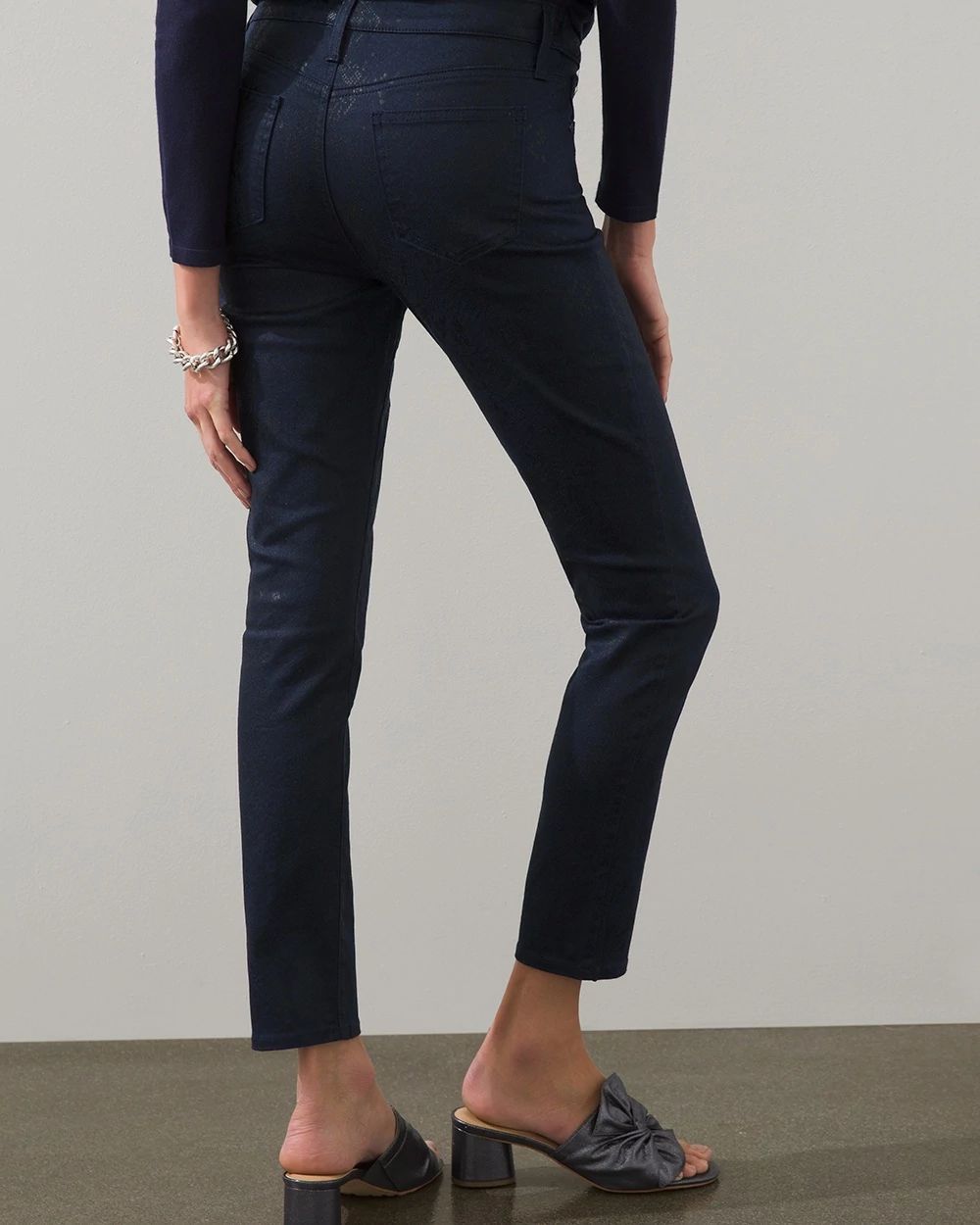 Girlfriend Coated Snake Ankle Jeans