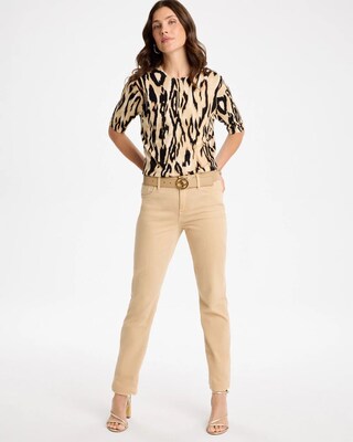 Ella Ikat Print Short-Sleeve Sweater click to view larger image.
