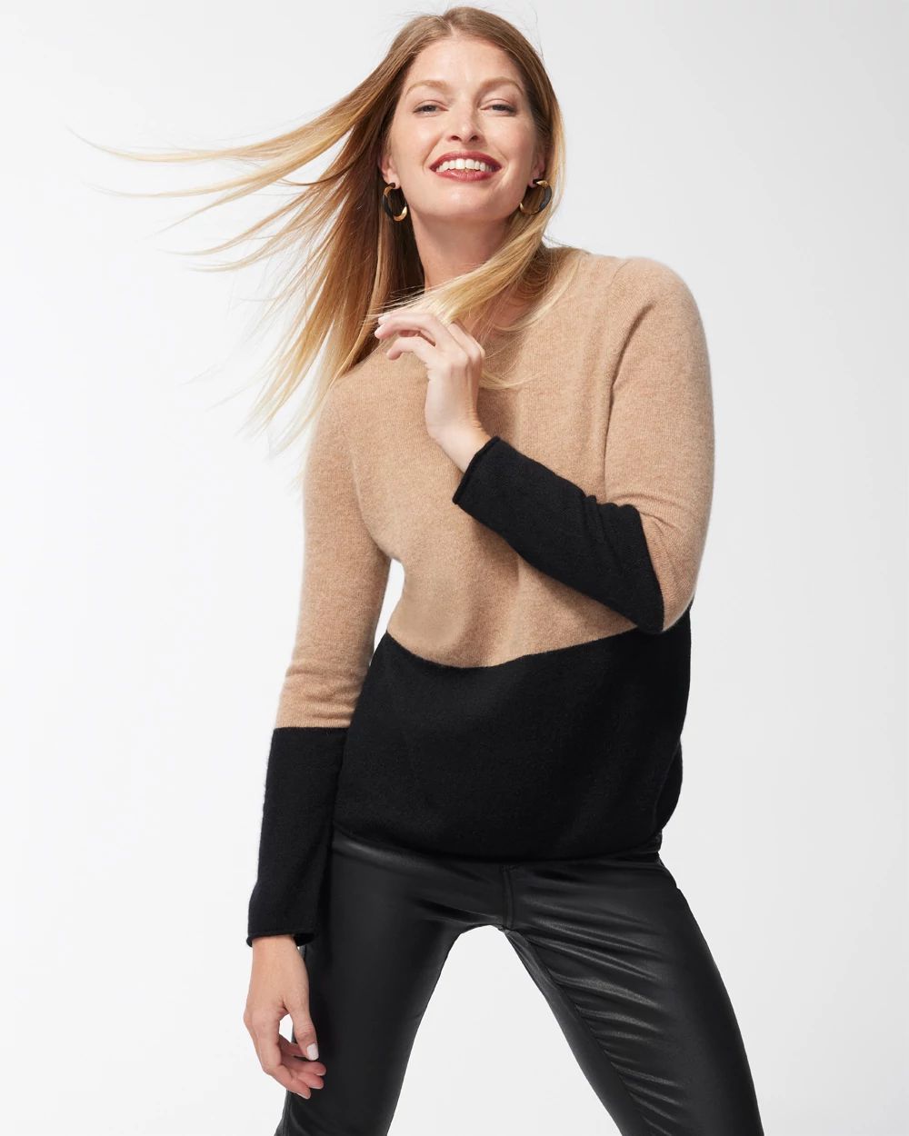 Cashmere Colorblock Crew Neck Sweater