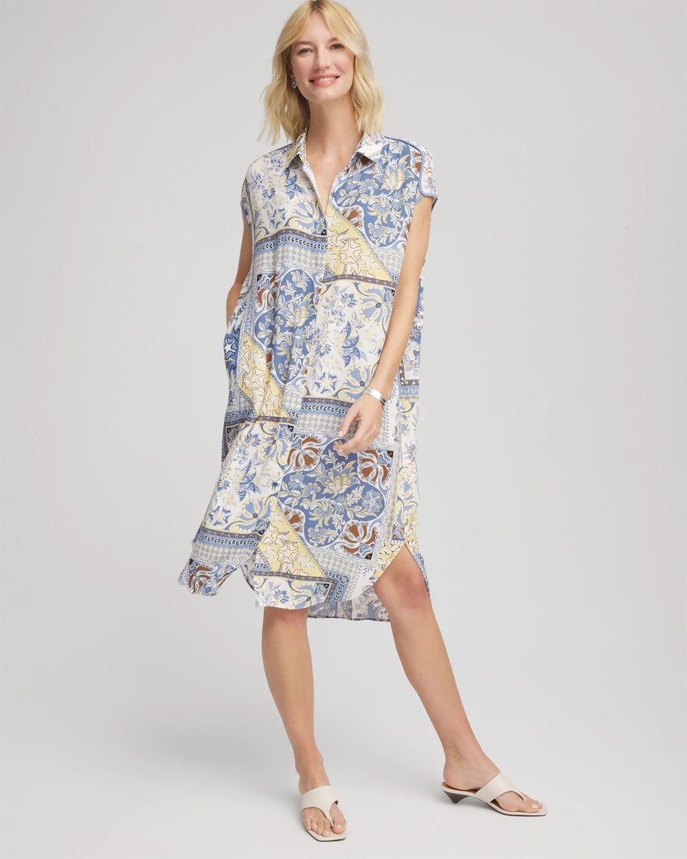 Ecovero™ Crinkle-Cut Midi Shirtdress