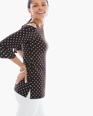 Polka Dot Cold Shoulder Top