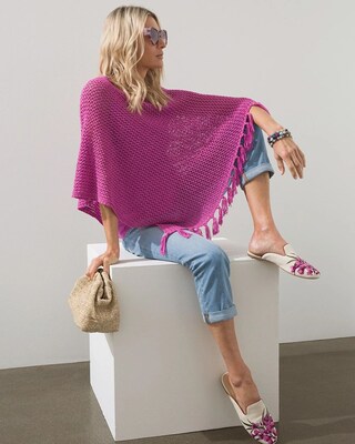 Pink Tape Yarn Poncho