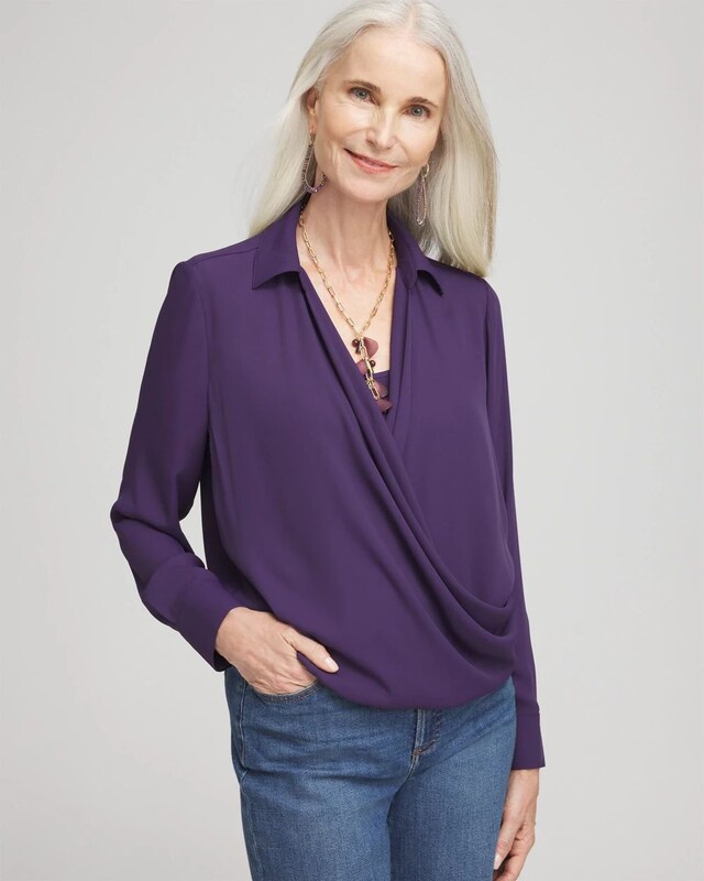 Surplice Bubble Hem Shirt - image 1