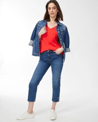 Petite Girlfriend Snap Hem Crops