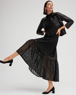 Black Label Lace Tiered Maxi Dress