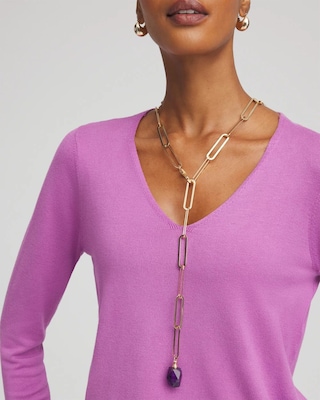 Amethyst Stone Link Chain Necklace click to view larger image.
