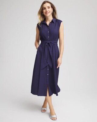 Smocked-Waist Shirtdress