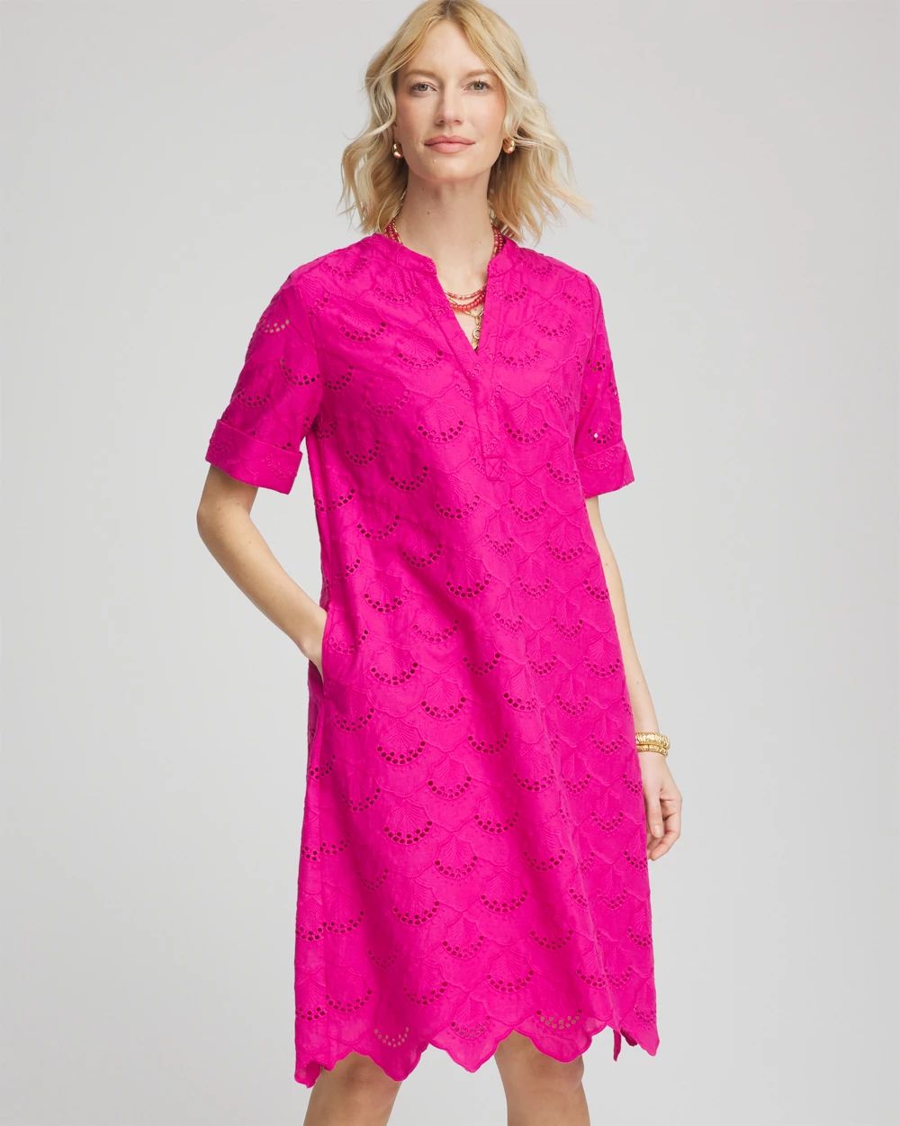 Eyelet Popover Dress