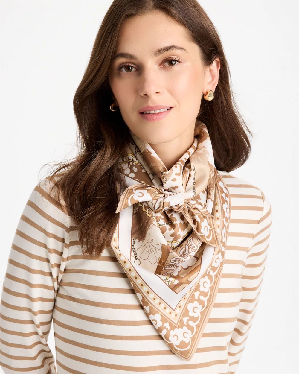 Neutral Printed Square Scarf click to view larger image.
