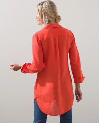 No-Iron Orange Linen Tunic