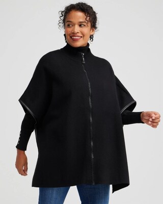 Embellished Zipper Sweater Ruana
