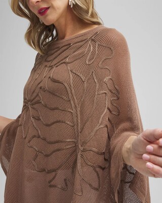 Embroidered Knit Triangle Poncho click to view larger image.