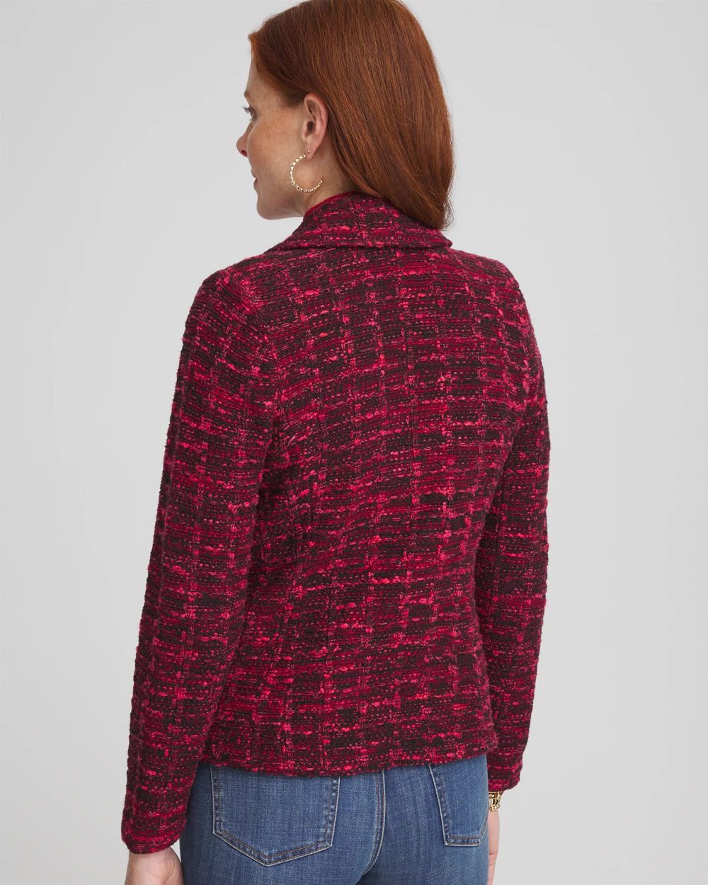 Tweed Double-Breasted Sweater Blazer
