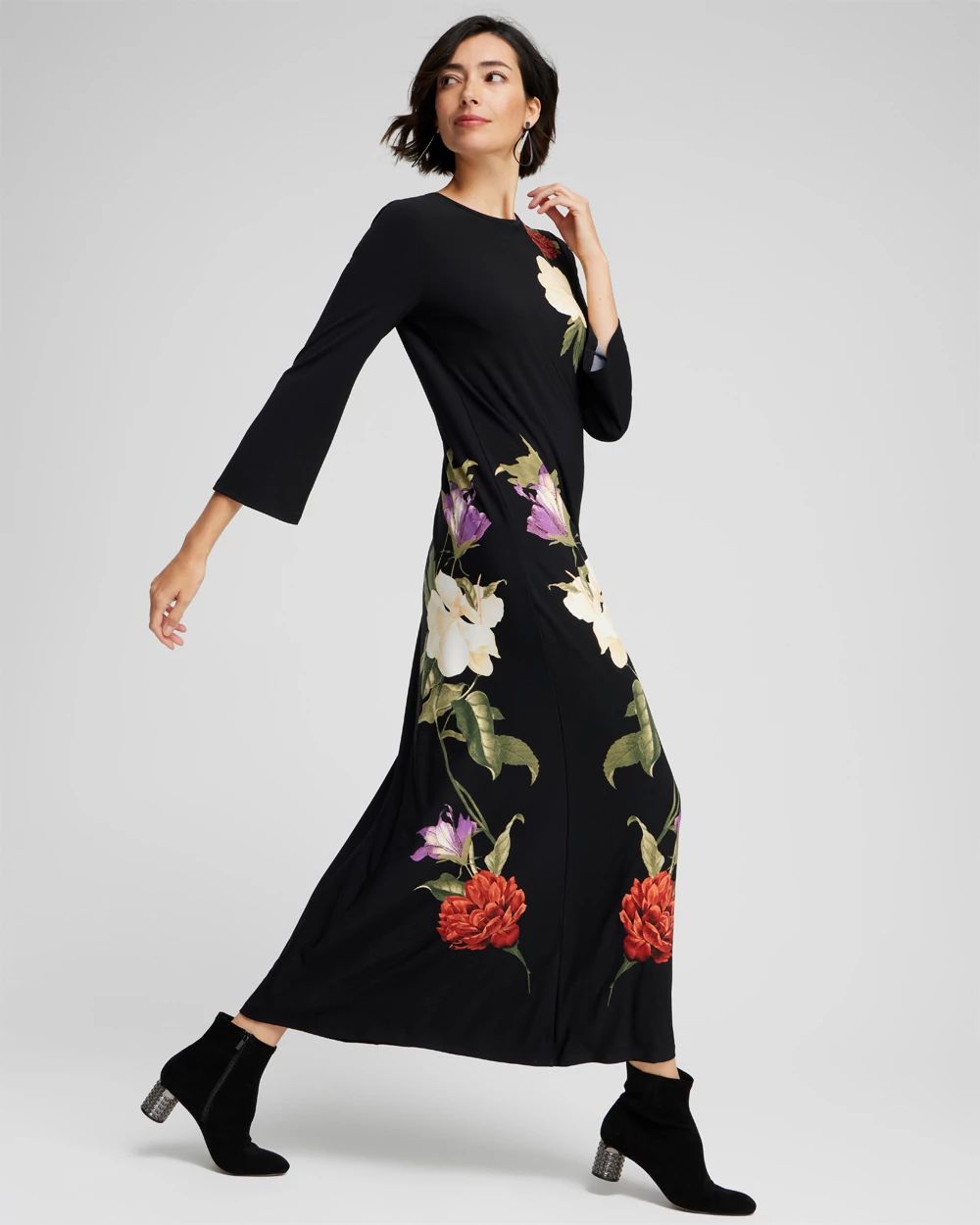 Flare Sleeve Floral Maxi Dress