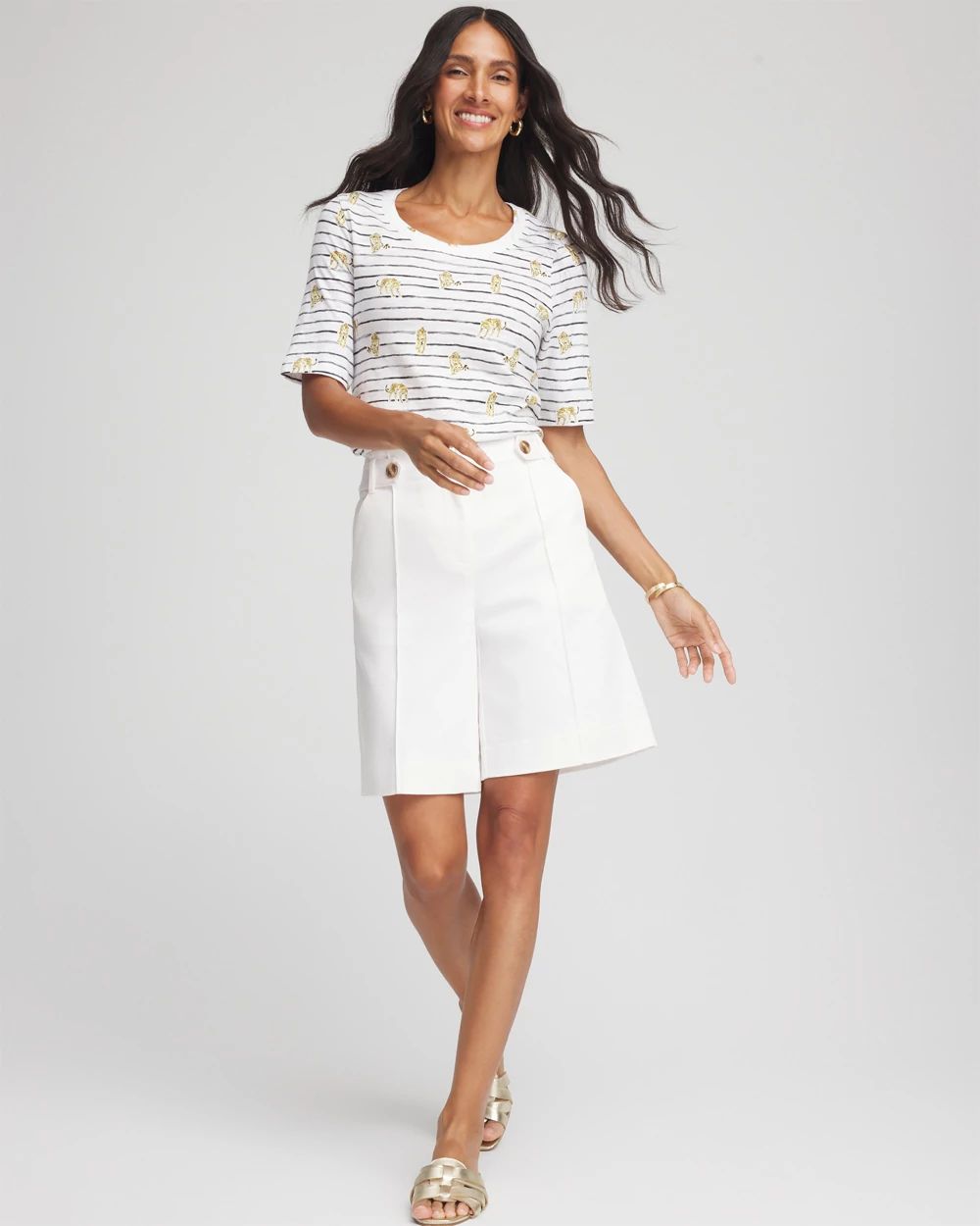 Leopard Graphic Elbow-Sleeve Tee