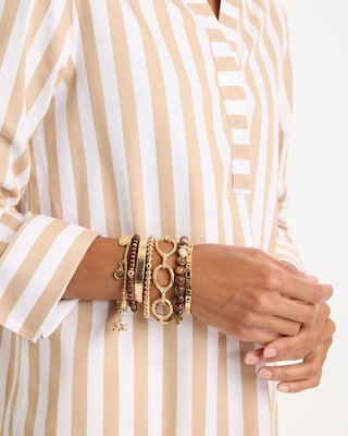 Wooden Charm Stretch Bracelet click to view larger image.
