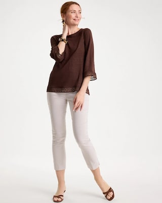 Linen Crochet Lace Tee click to view larger image.