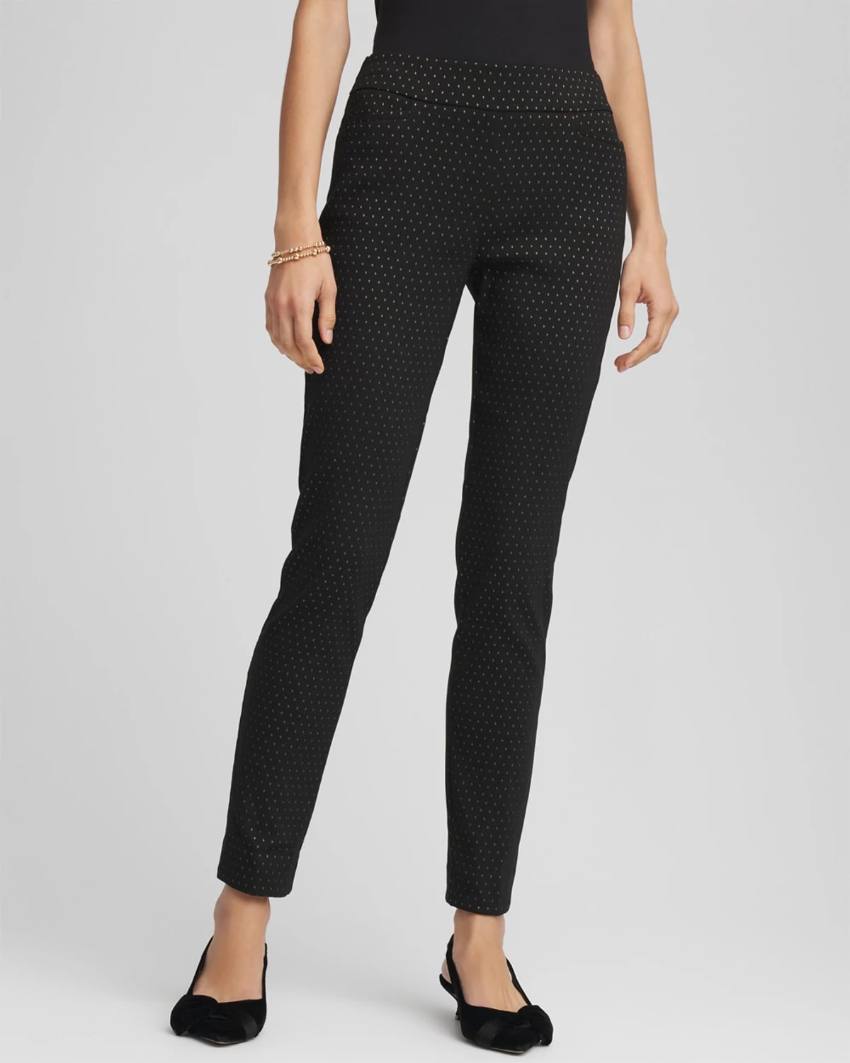 Chico's Brigitte Slim Ankle Jacquard Pants In Black In Black