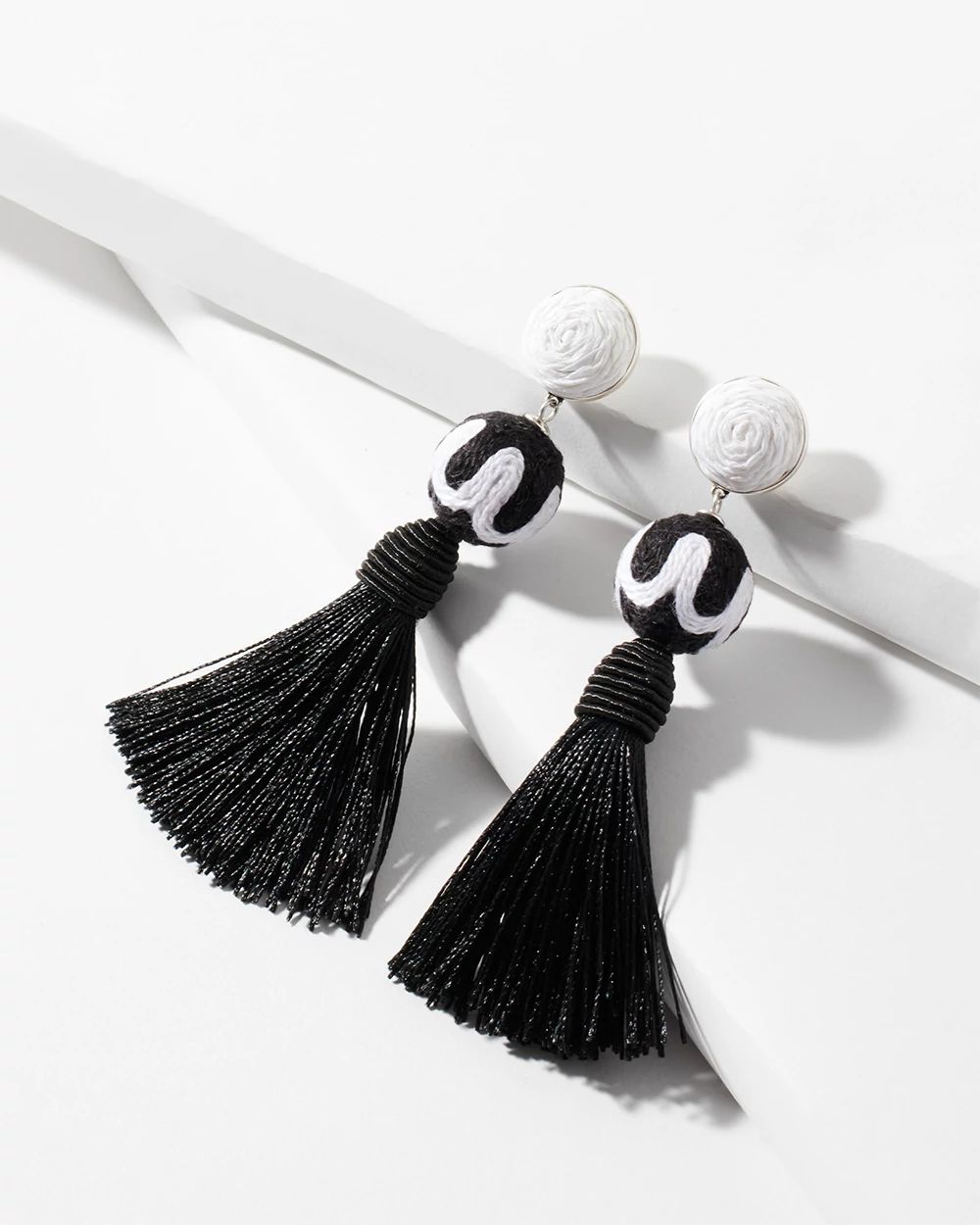 Black Tassel Drop Earrings