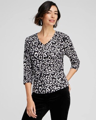 Animal Print 3/4 Sleeve Tee