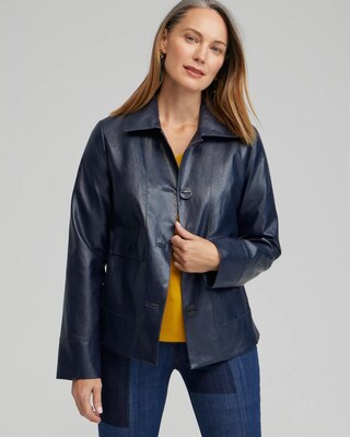 Faux Leather Cropped Jacket