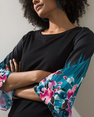 Floral Print 3/4 Sleeve Tee