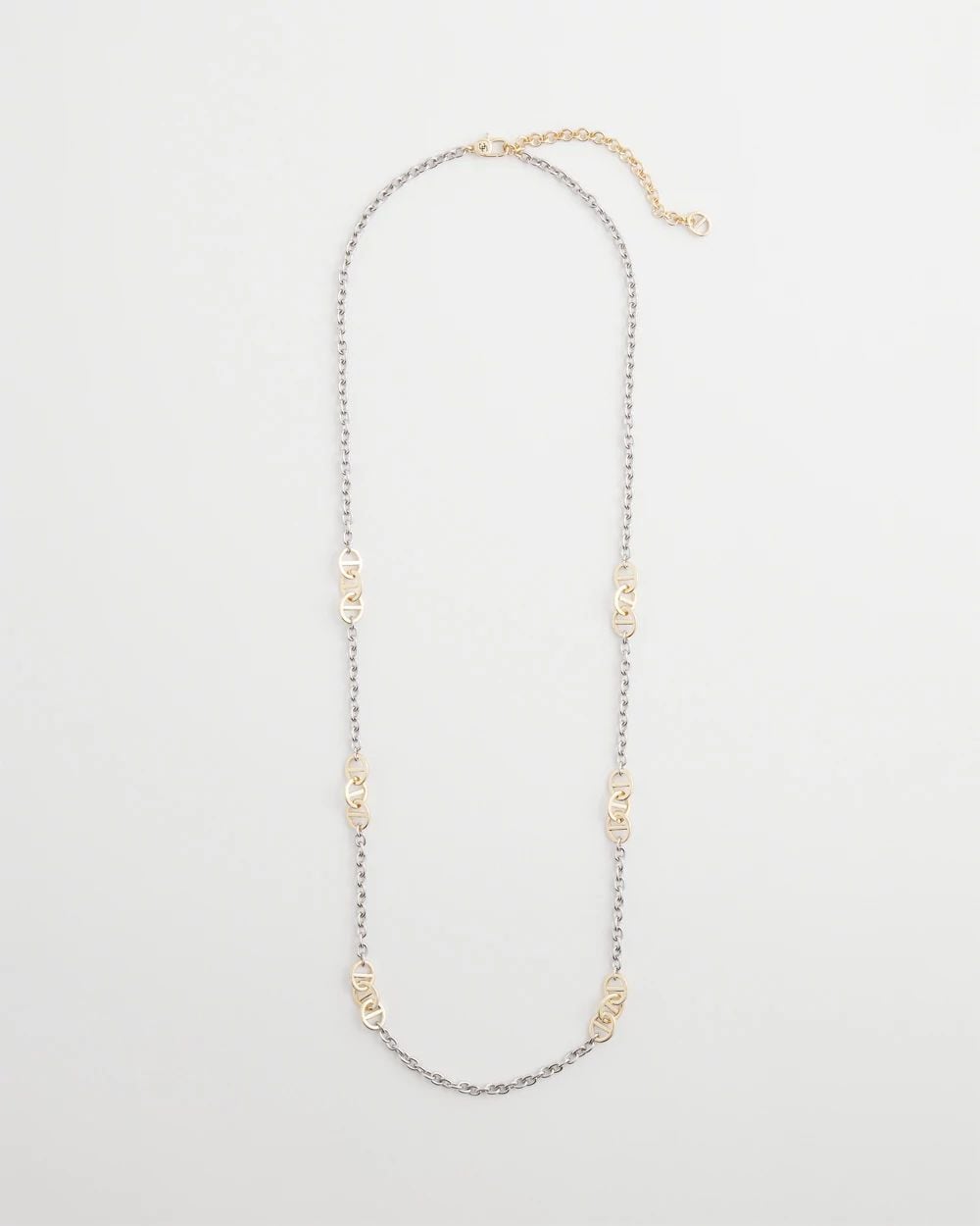 Mixed Metal Link Long Necklace