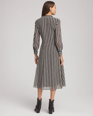 Chiffon Clip-Dot Tie-Neck Dress click to view larger image.