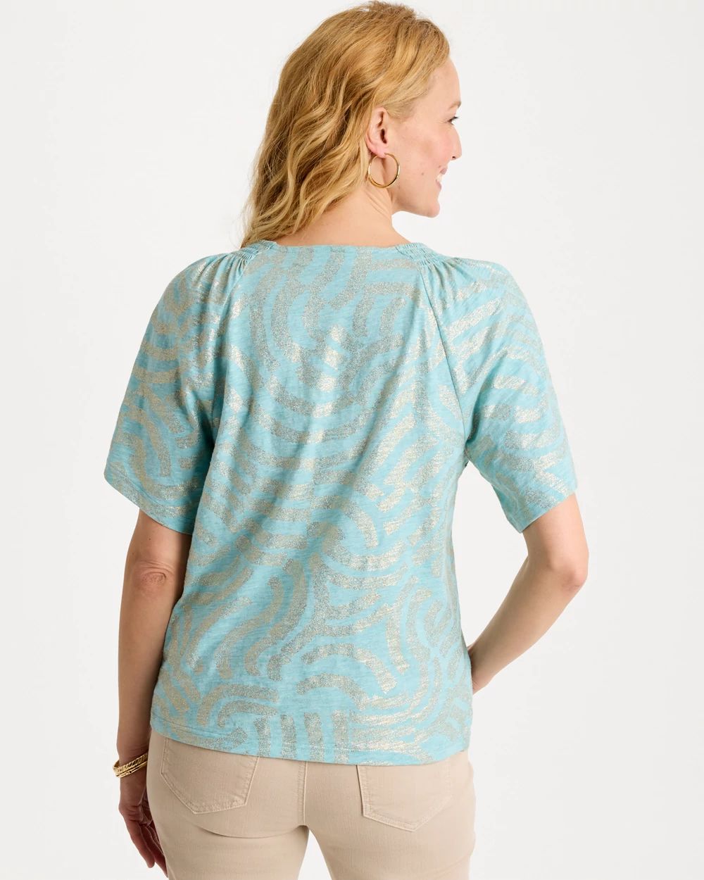 Cotton Foiled Shirred Tee click to view larger image.