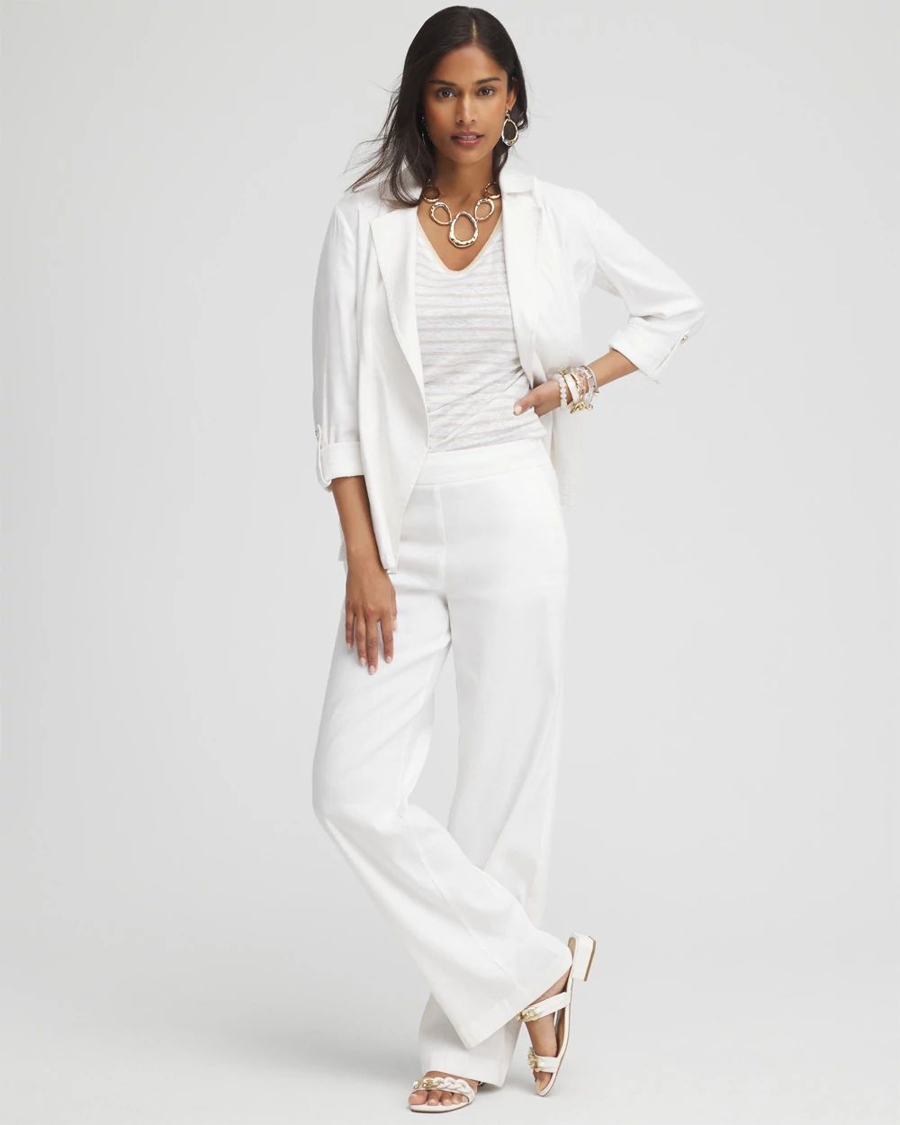 Linen Stripe Sweater Trim Tee
