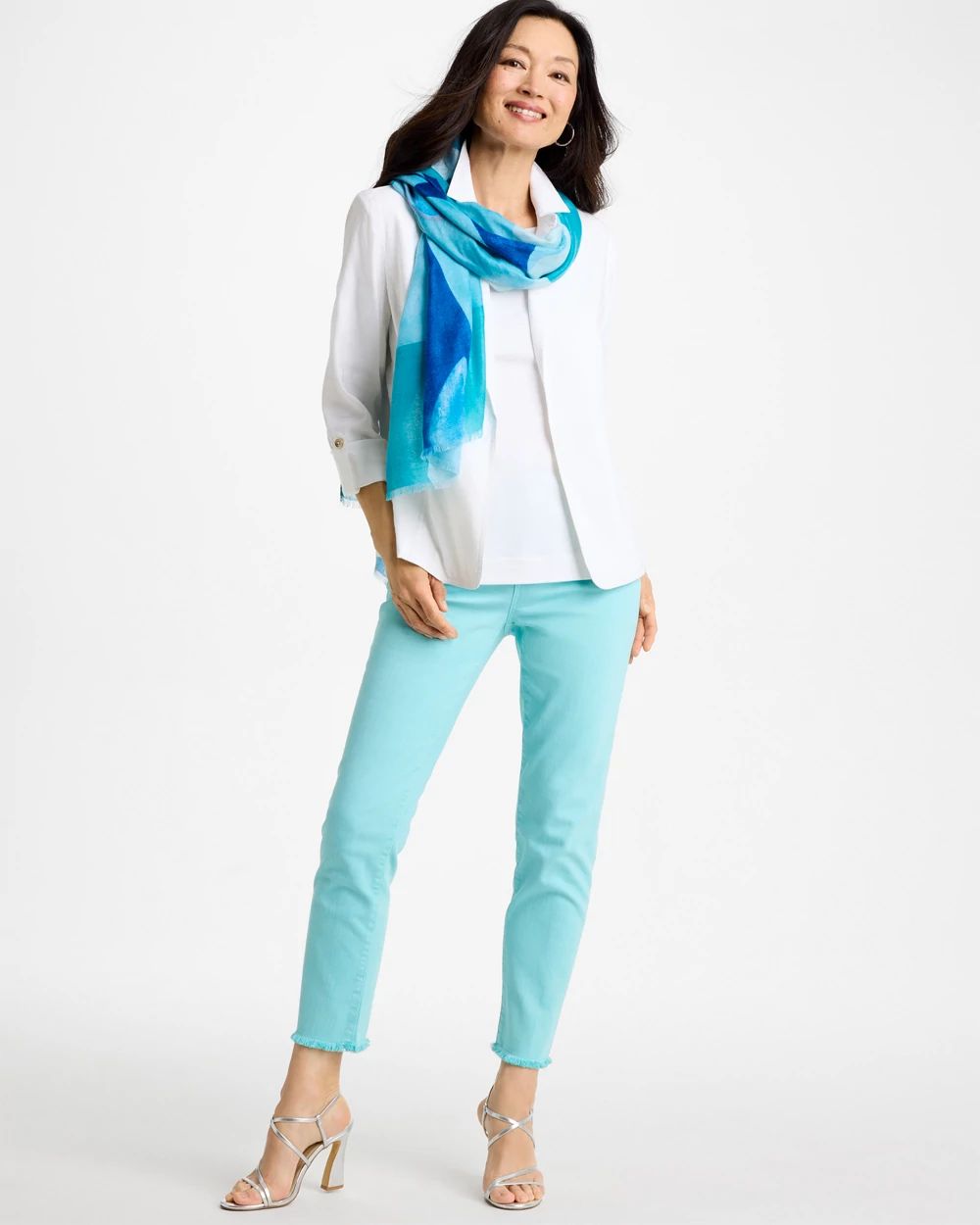 Girlfriend Slim Frayed Crop Jeans click to view larger image.