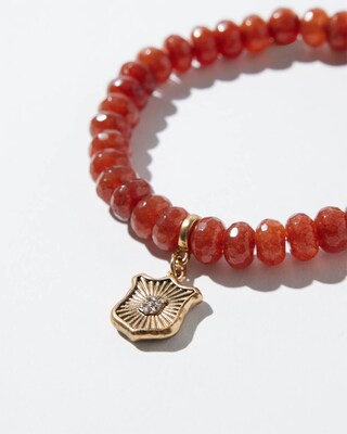 Shield Dangle Jade Stretch Bracelet