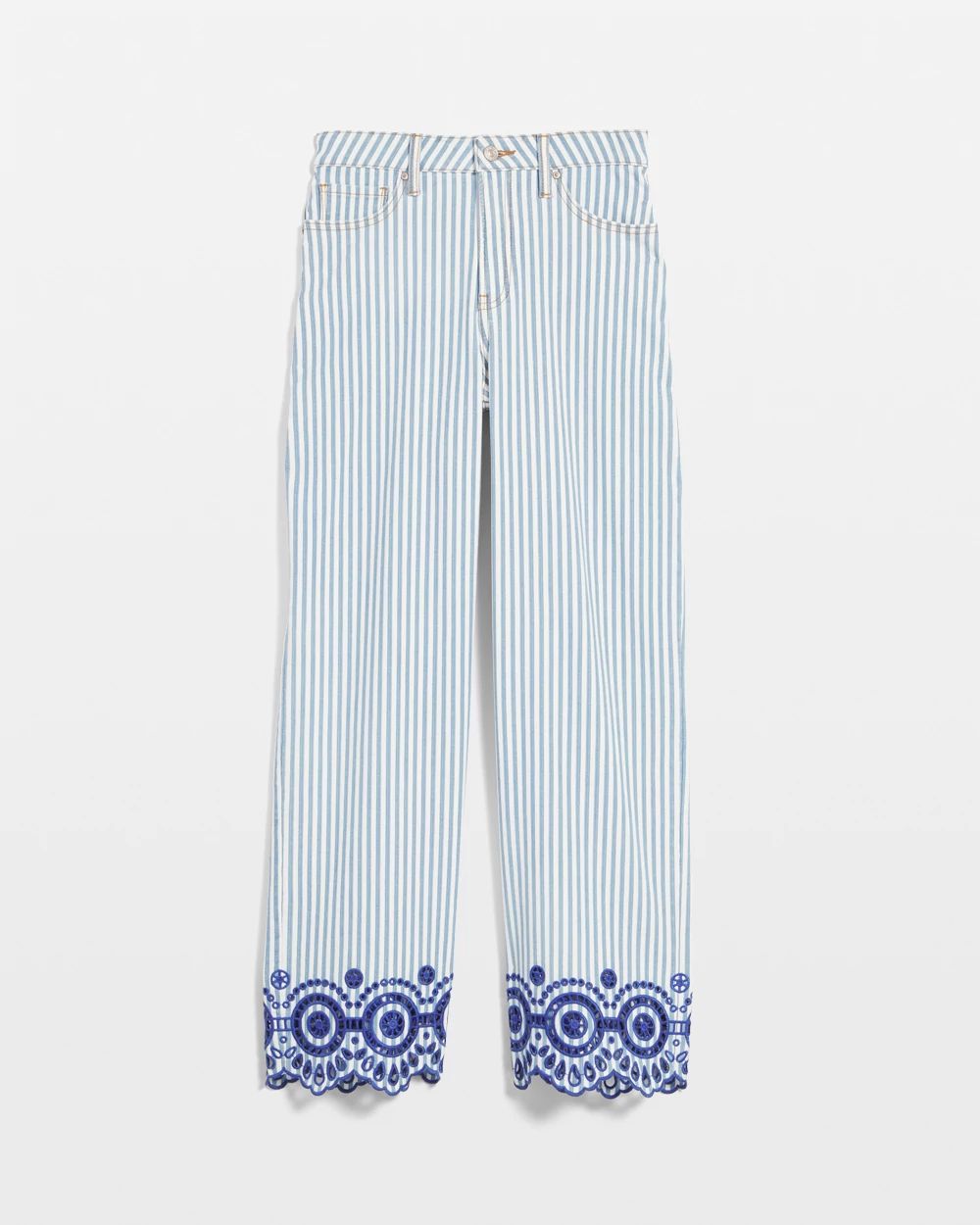 Eyelet High-Rise Wide Cropped Jeans