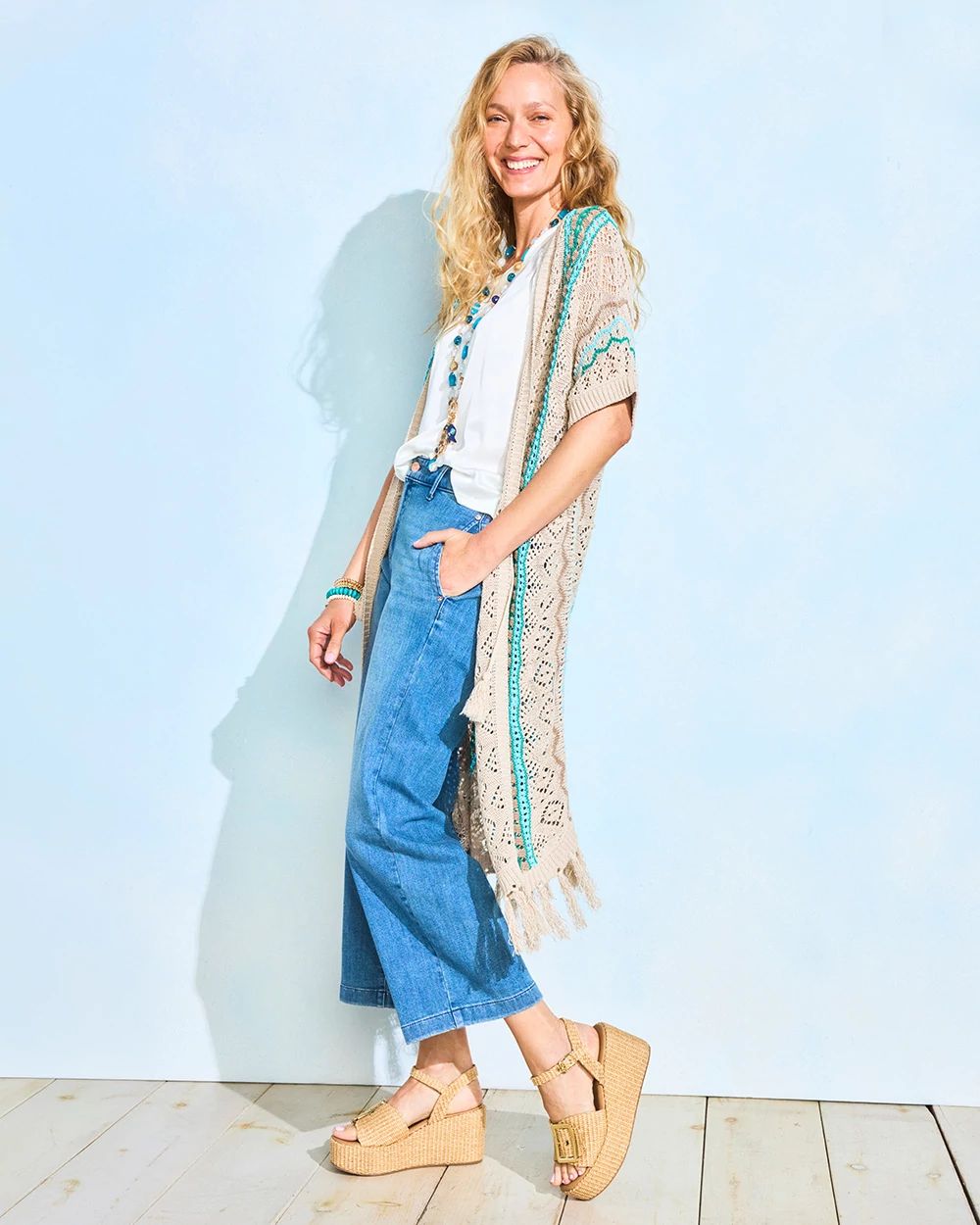 Rainbow Crochet Pointelle Vest