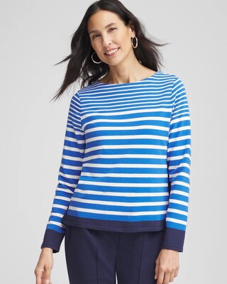 Zenergy® Striped Boatneck Mariner Tee click to view larger image.