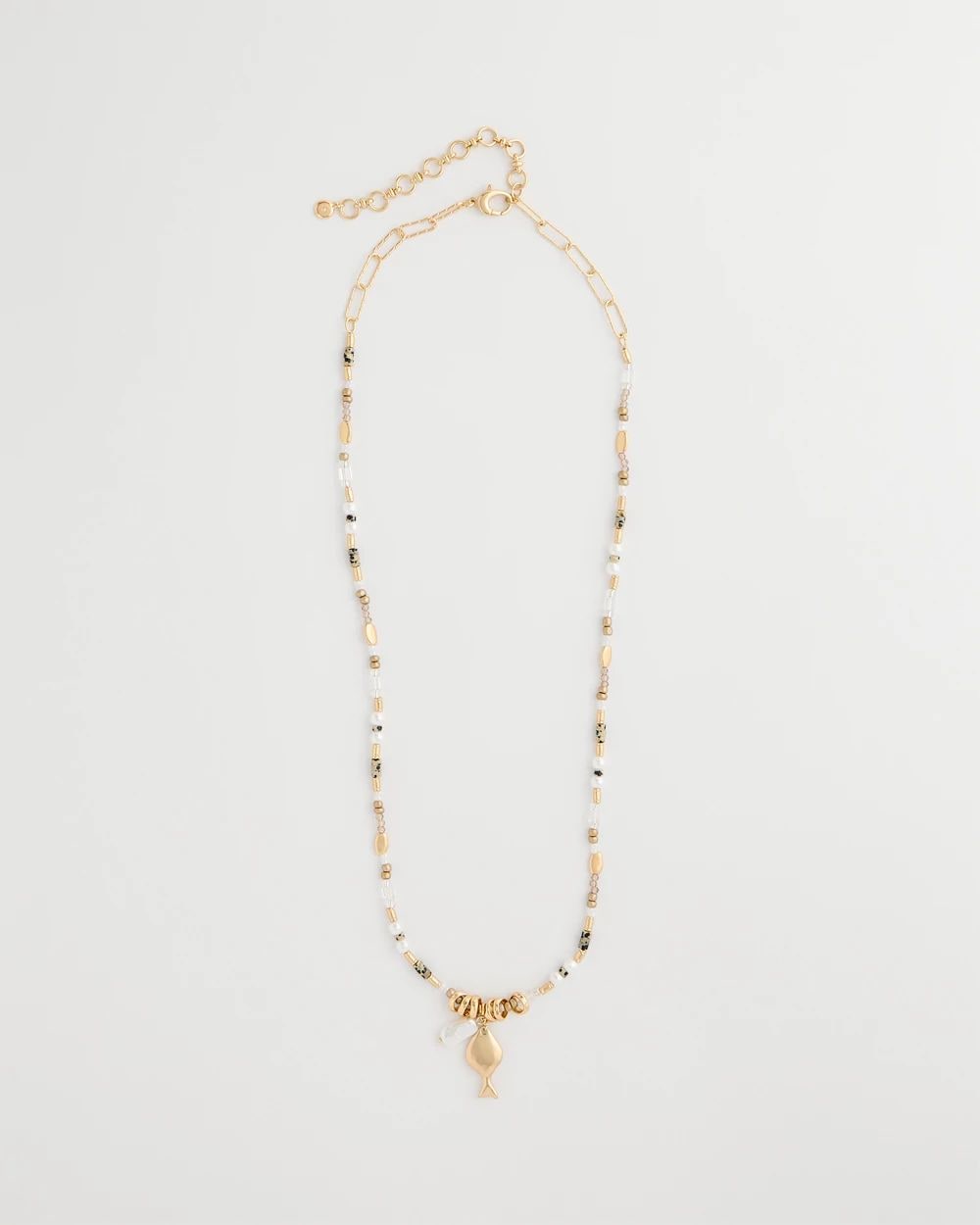 Coral Jade Stone Charm Necklace